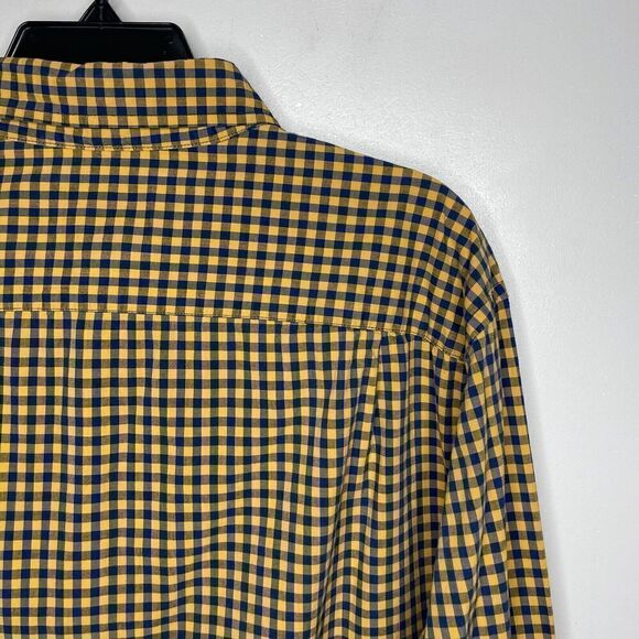 AMERICAN EAGLE AEO Mens Yellow Navy Check Button-Down Shirt Classic-Fit Sz XL - Picture 4 of 7